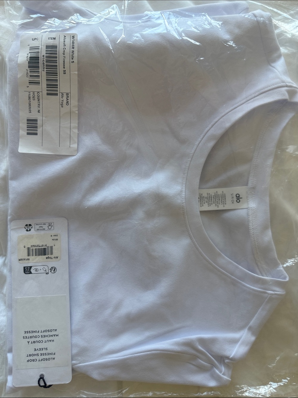 ALO Yoga White Crop Finesse Short Sleeve Tee - Picture 2 of 5